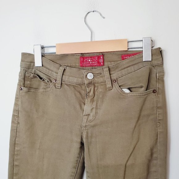 Lucky Brand Jeans Charlie Super Skinny Olive Green 26 - Picture 6 of 12